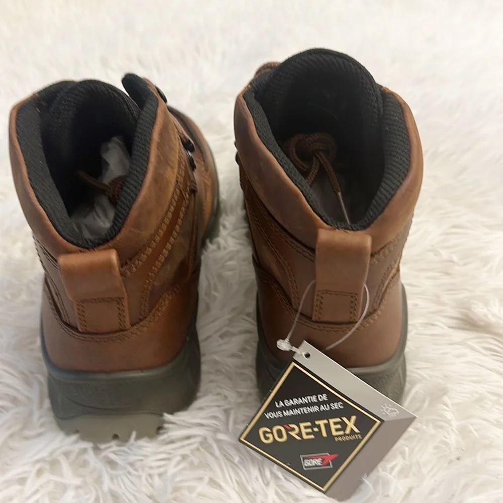 NEW ECCO Men’s Track 25 High Gore Tex Hiking Boot Bison brown leather size US 5